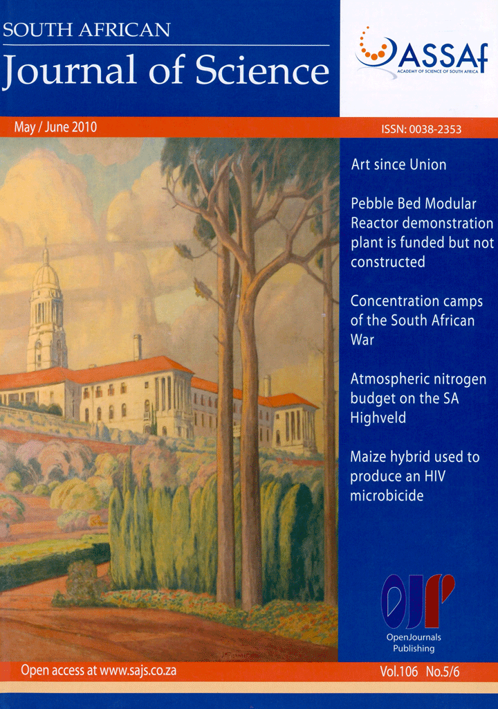 					View Vol. 106 No. 5/6 (2010): South African Journal of Science
				