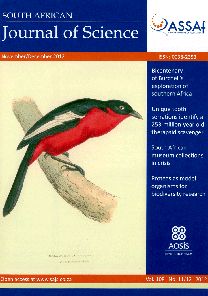 					View Vol. 108 No. 11/12 (2012): South African Journal of Science
				
