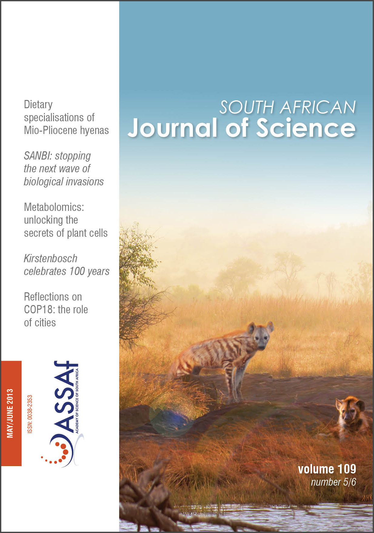 					View Vol. 109 No. 5/6 (2013): South African Journal of Science
				