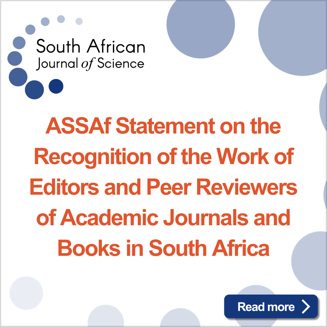 ASSAf Statement on the Recognition of the Work of Editors and Peer Reviewers of Academic Journals and Books in South Africa